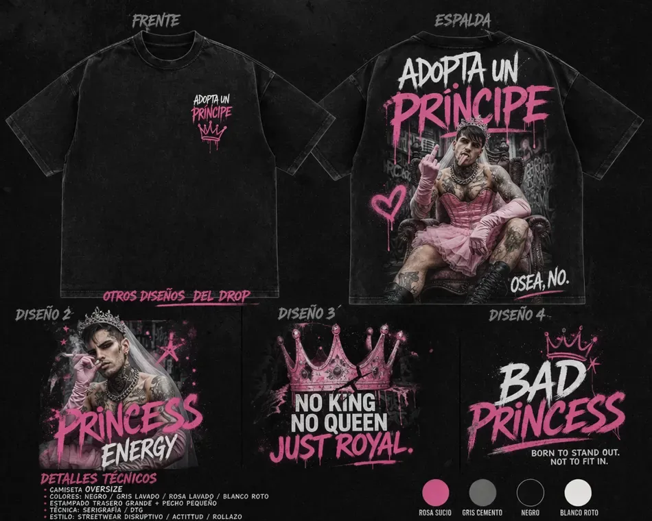 Hoja técnica del drop de camisetas Prinsesos